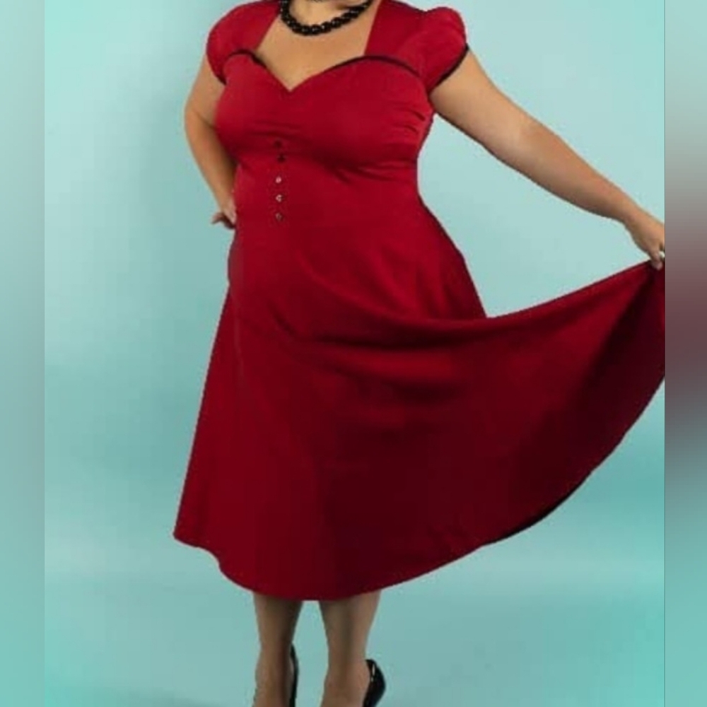 Red Lindy Bop Pin-up vintage style Dress 4X NWT